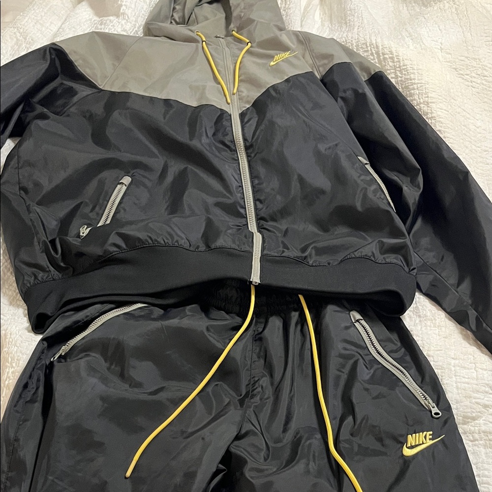 Nike  Black and Gray Jacket with Yellow Accents NWOT medium pants, large jacket